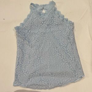 Chic Light Blue Lace Halter Blouse